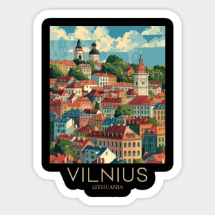 A Pop Art Travel Print of Vilnius - Lithuania Sticker